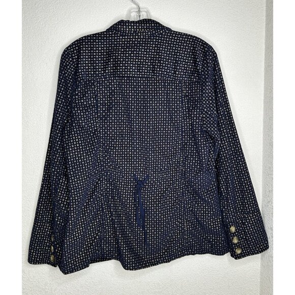 Sundance Corduroy Blazer Medium Cargo Pockets Navy Gold Metallic Pinwale Tie - Picture 2 of 11